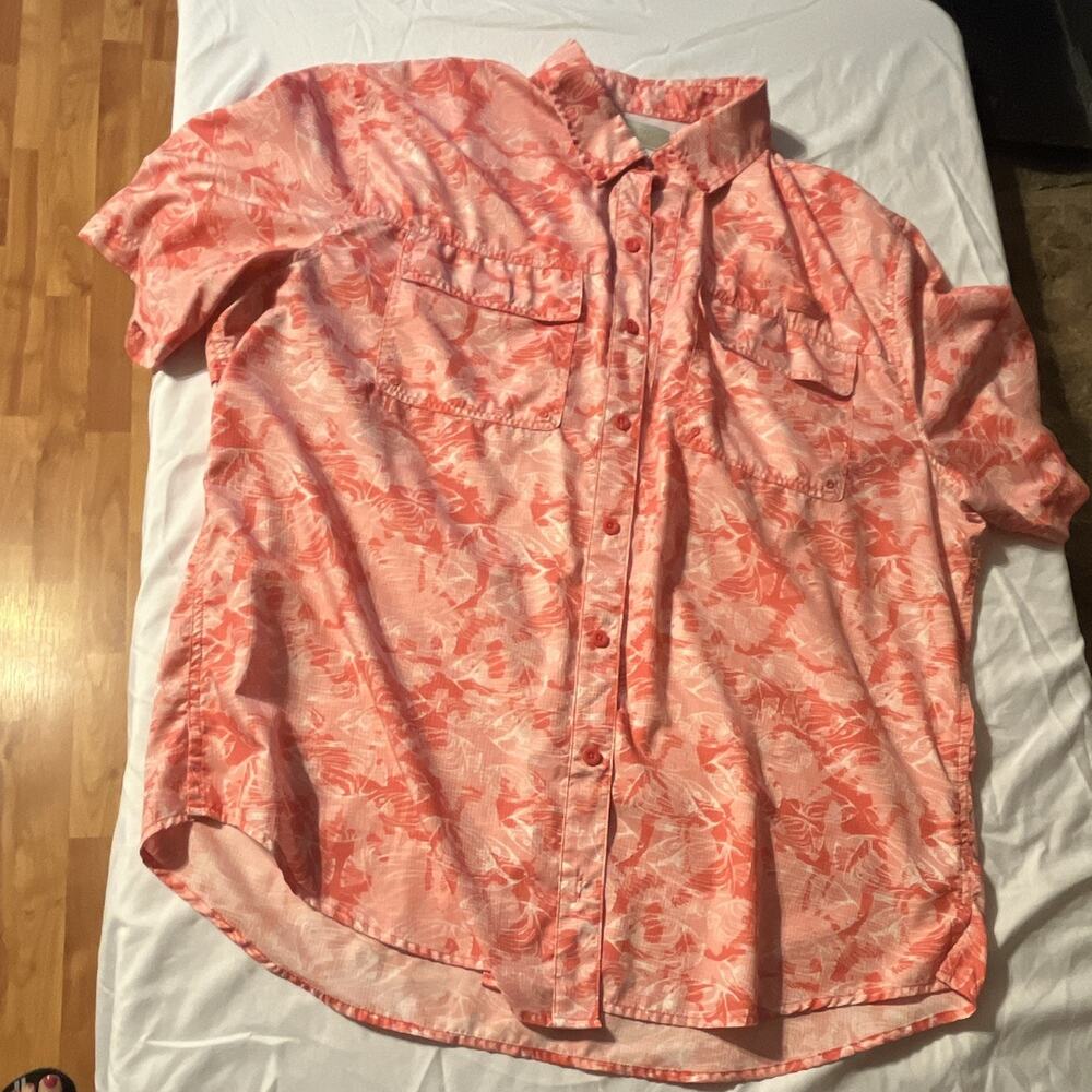 Ocean & Coast Ocean Advantage Men's XL Coral White Graphic Print Button-Up Shirt